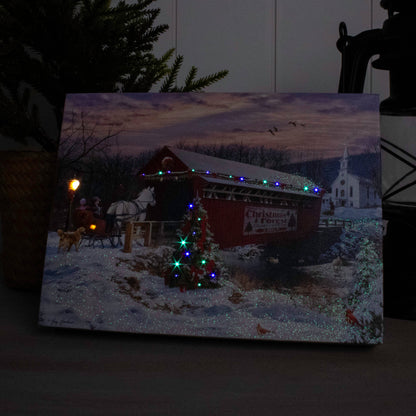 Covered Bridge 8x6 Lighted Tabletop Canvas