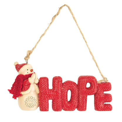 HOPE SNOWMAN ORNAMENT RESIN 4.5"L