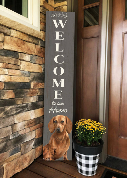 Dachshund, red Welcome sign