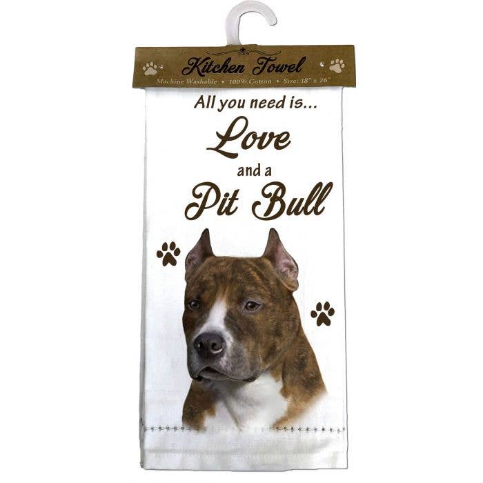 Pit Bull, Brindle & White Kitchen Towel