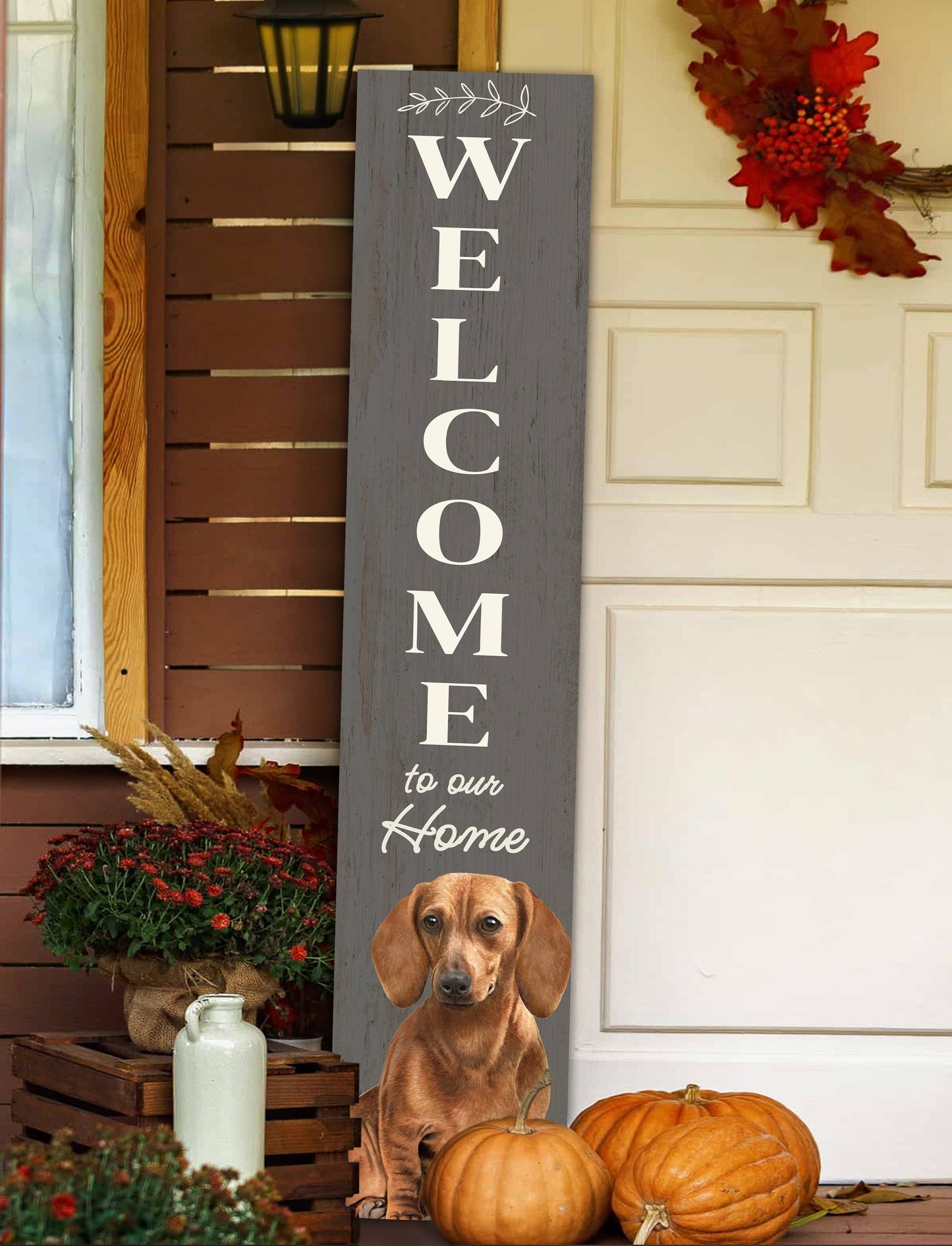 Dachshund, red Welcome sign