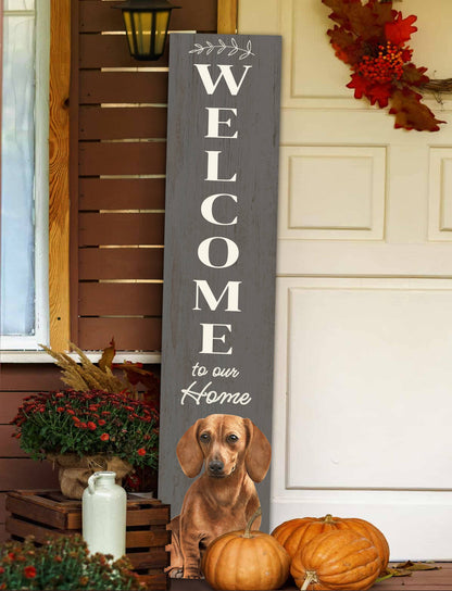 Dachshund, red Welcome sign