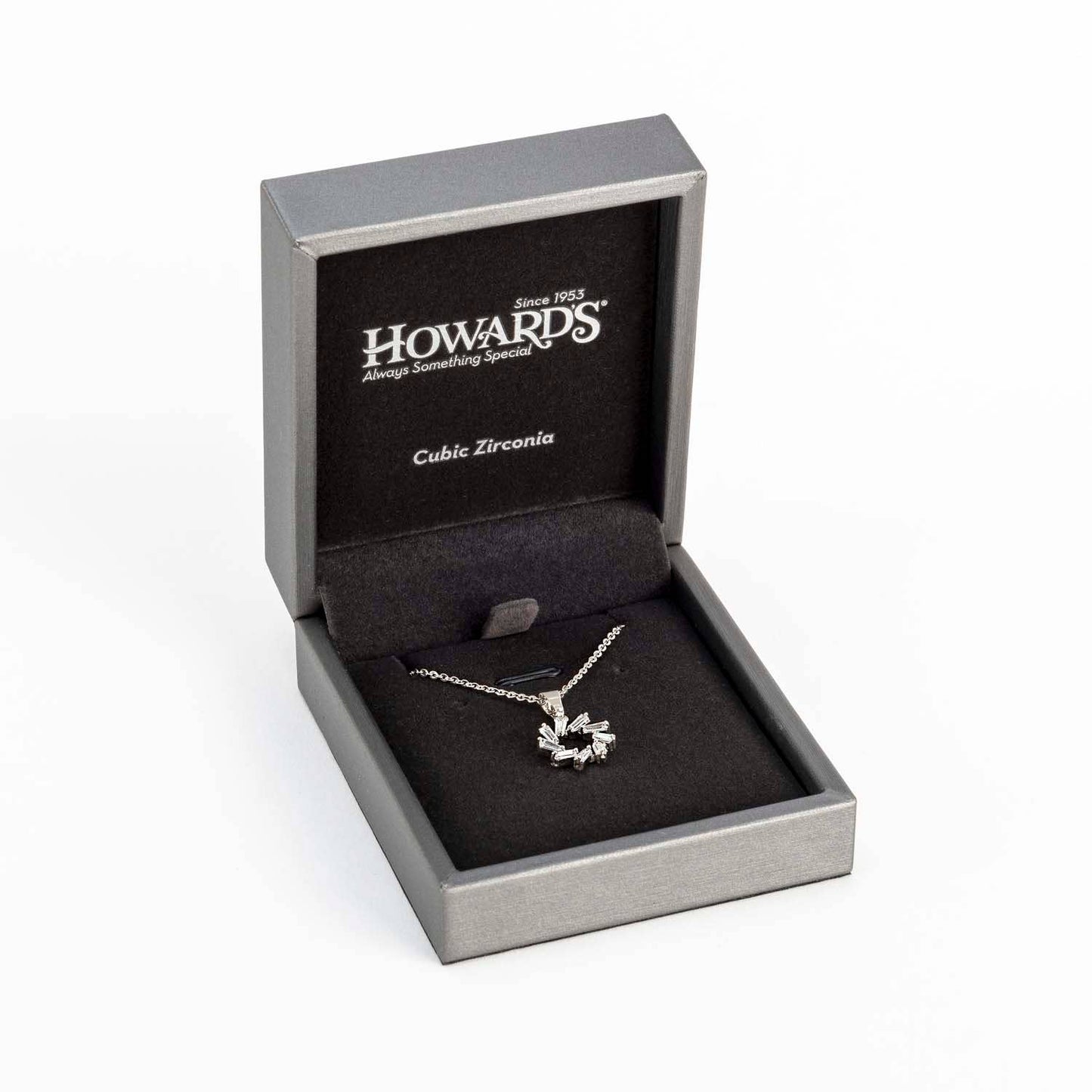 Sale - Open Burst Cubic Zirconia Pendant Necklace with Box