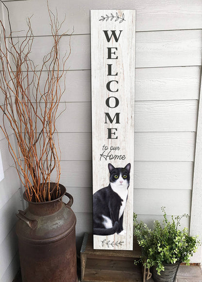 Cat, Black and white Welcome sign