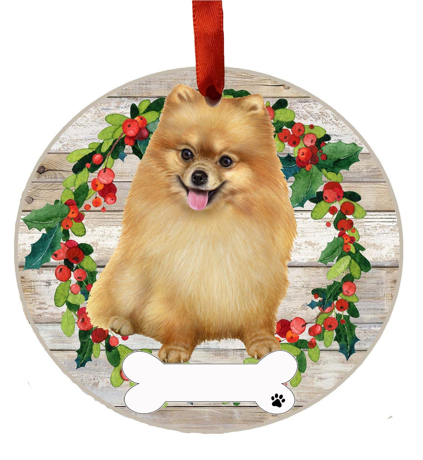Pomeranian Full Body Ceramic Wreath Ornament