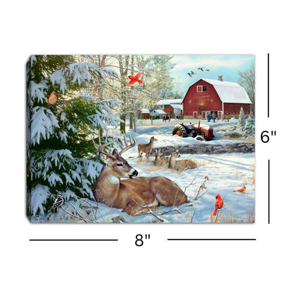 Fresh Snow on the Farm 8x6 Lighted Tabletop Canvas