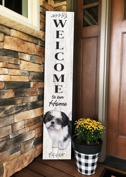 Shih Tzu, black Welcome sign