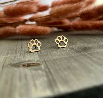 Paw Print Stud Bud Stud Earrings