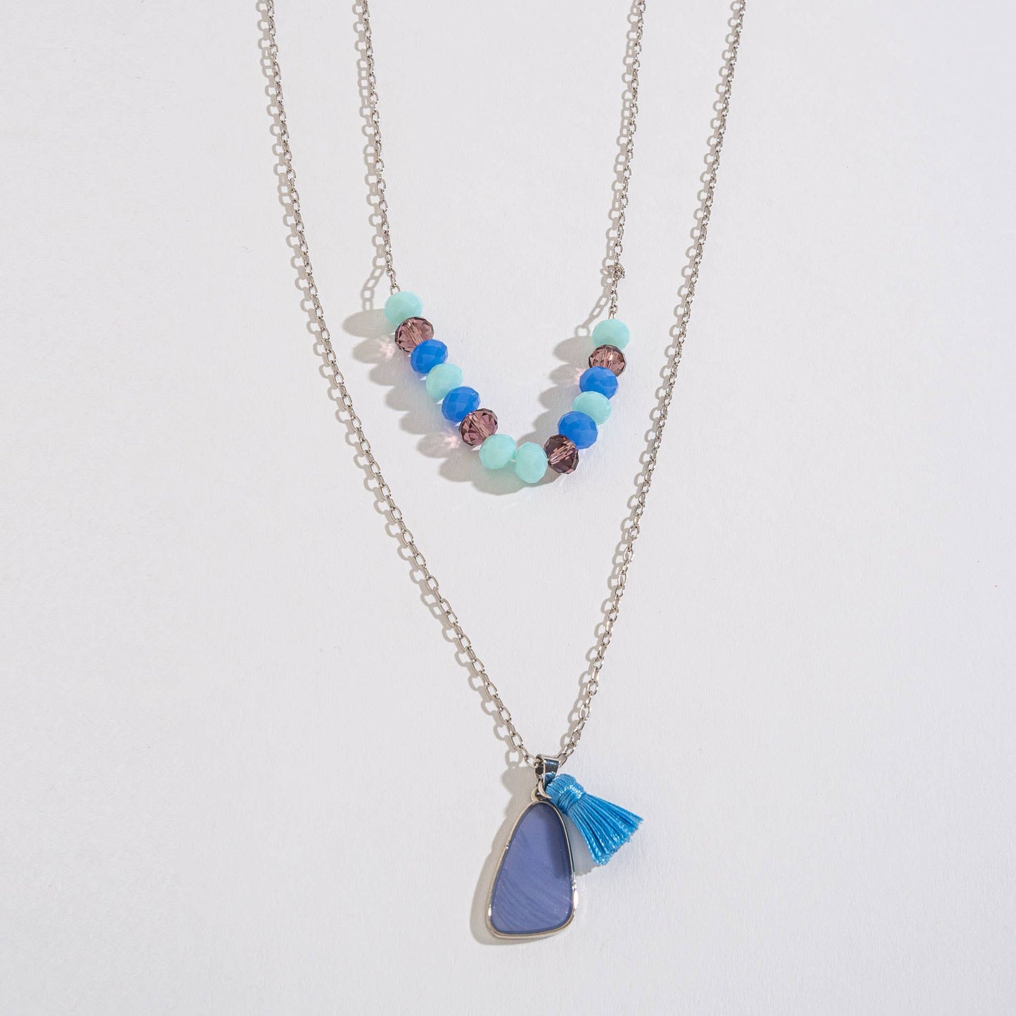 Layered Necklace Liv 20" Beaded + Tassel - Sale