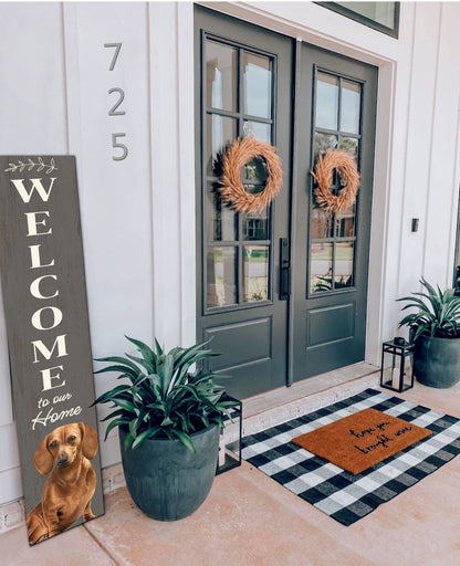 Dachshund, red Welcome sign