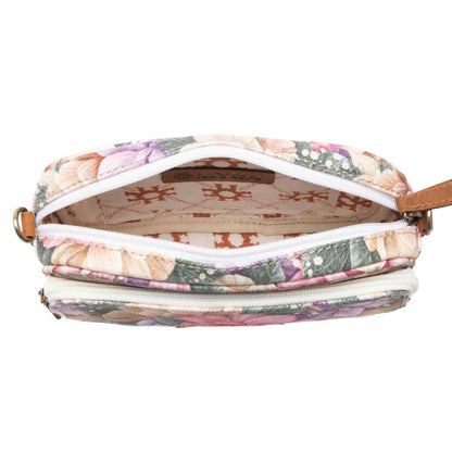 Meadow Song Cotton & Leather Crossbody Bag in Meadow Blush
