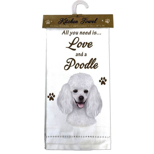 Poodle, White Kitchen Towel