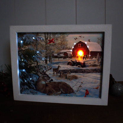 Fresh Snow on the Farm Lighted Shadow Box