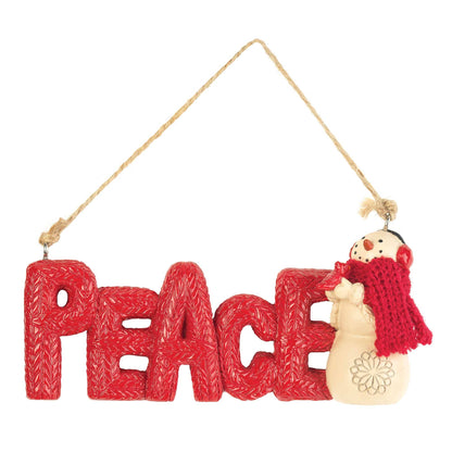 PEACE SNOWMAN ORNAMENT RESIN 4.75"L