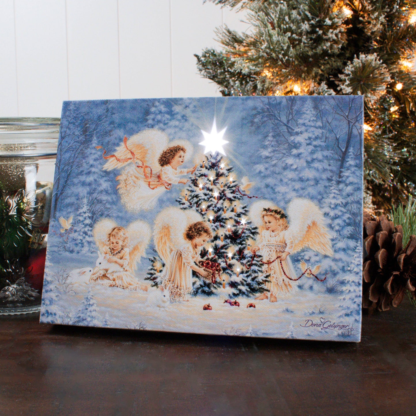 Silent Night Gentle Light 8x6 Lighted Tabletop Canvas
