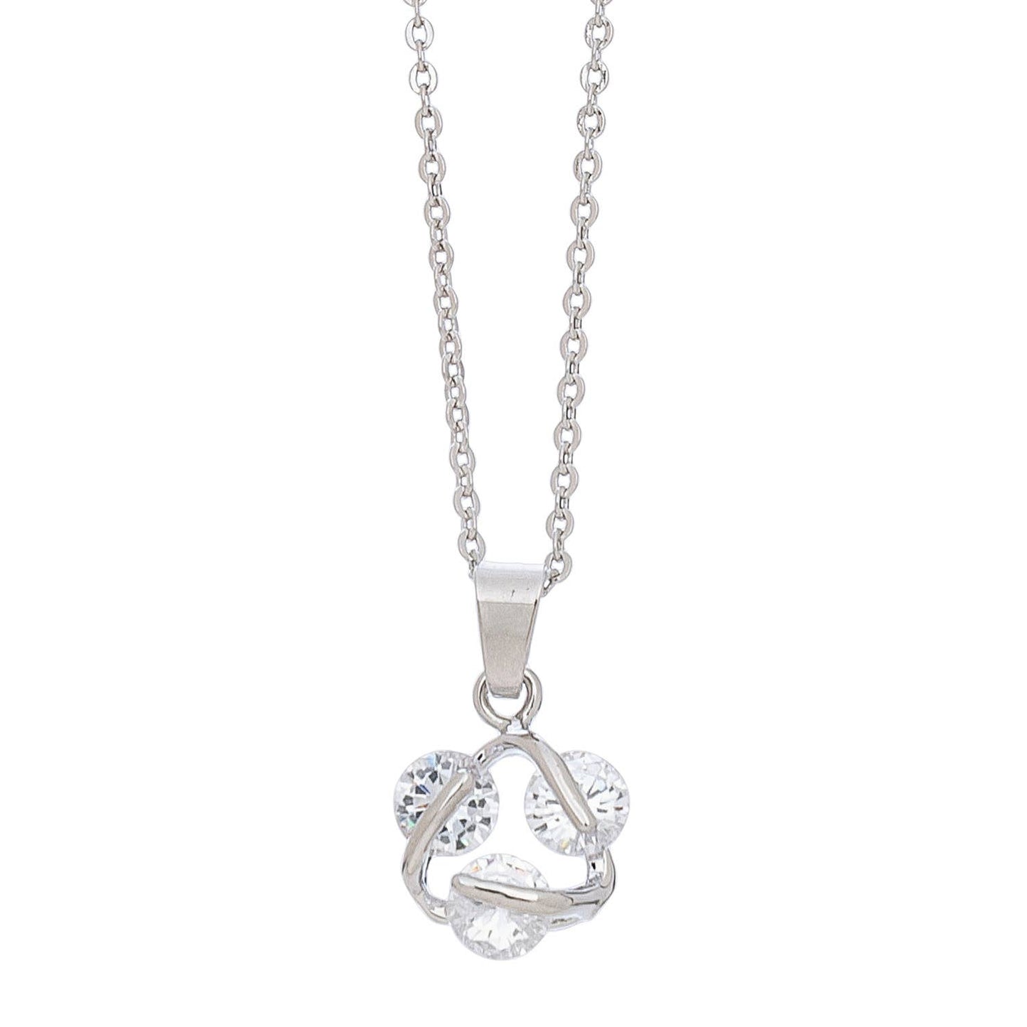 Sale - Tri Circle Cubic Zirconia Pendant Necklace with Box