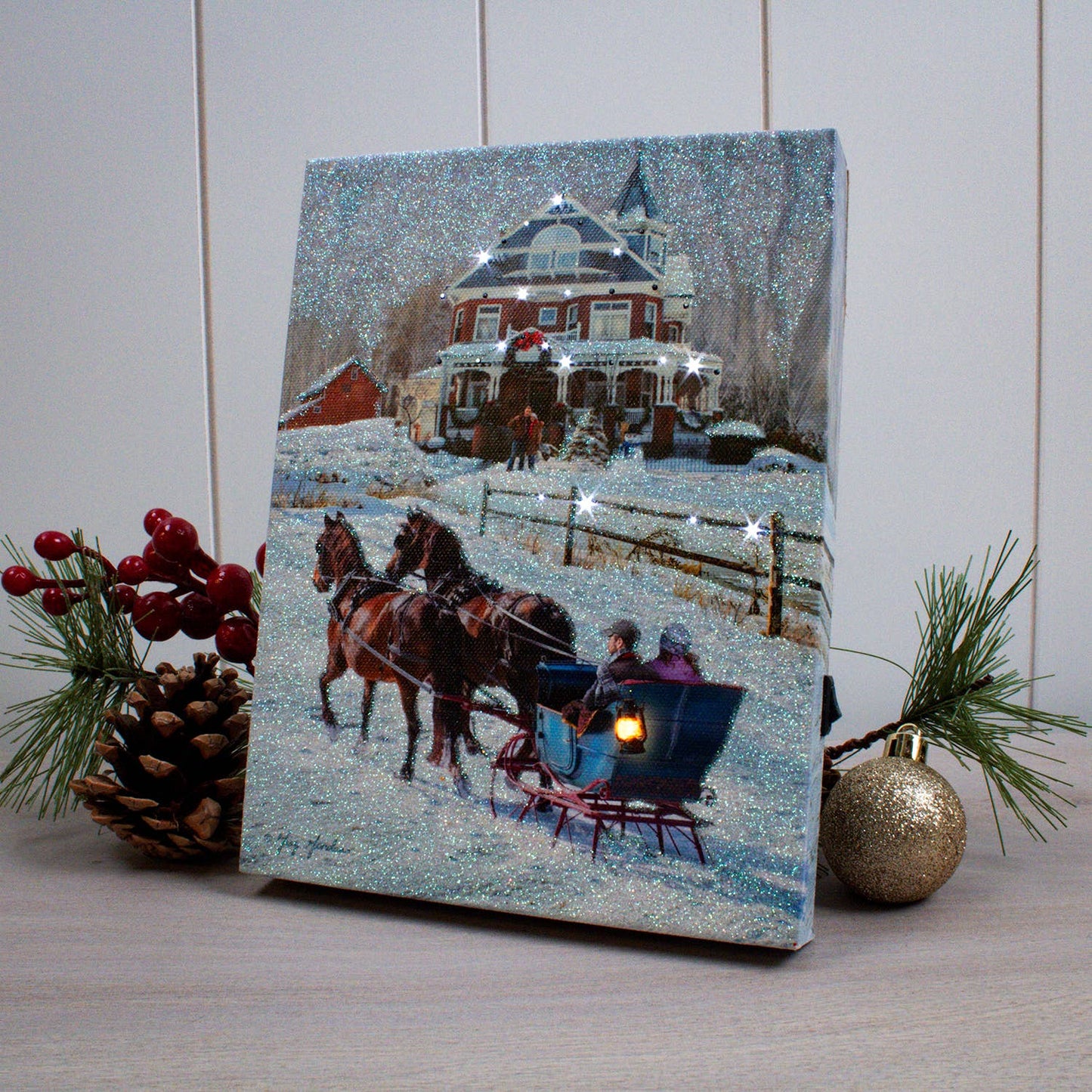 Sleigh Ride 8x6 Lighted Tabletop Canvas