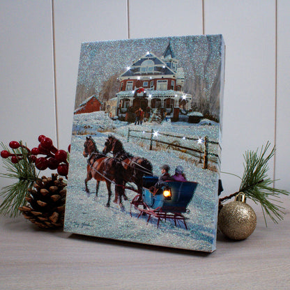 Sleigh Ride 8x6 Lighted Tabletop Canvas