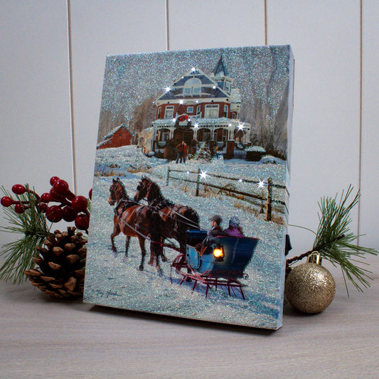 Sleigh Ride 8x6 Lighted Tabletop Canvas
