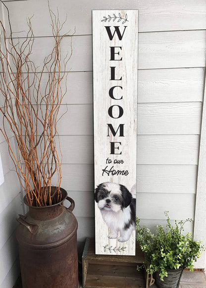Shih Tzu, black Welcome sign