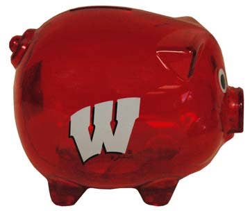 Wisconsin Badgers Bank Pig Clear Plastic