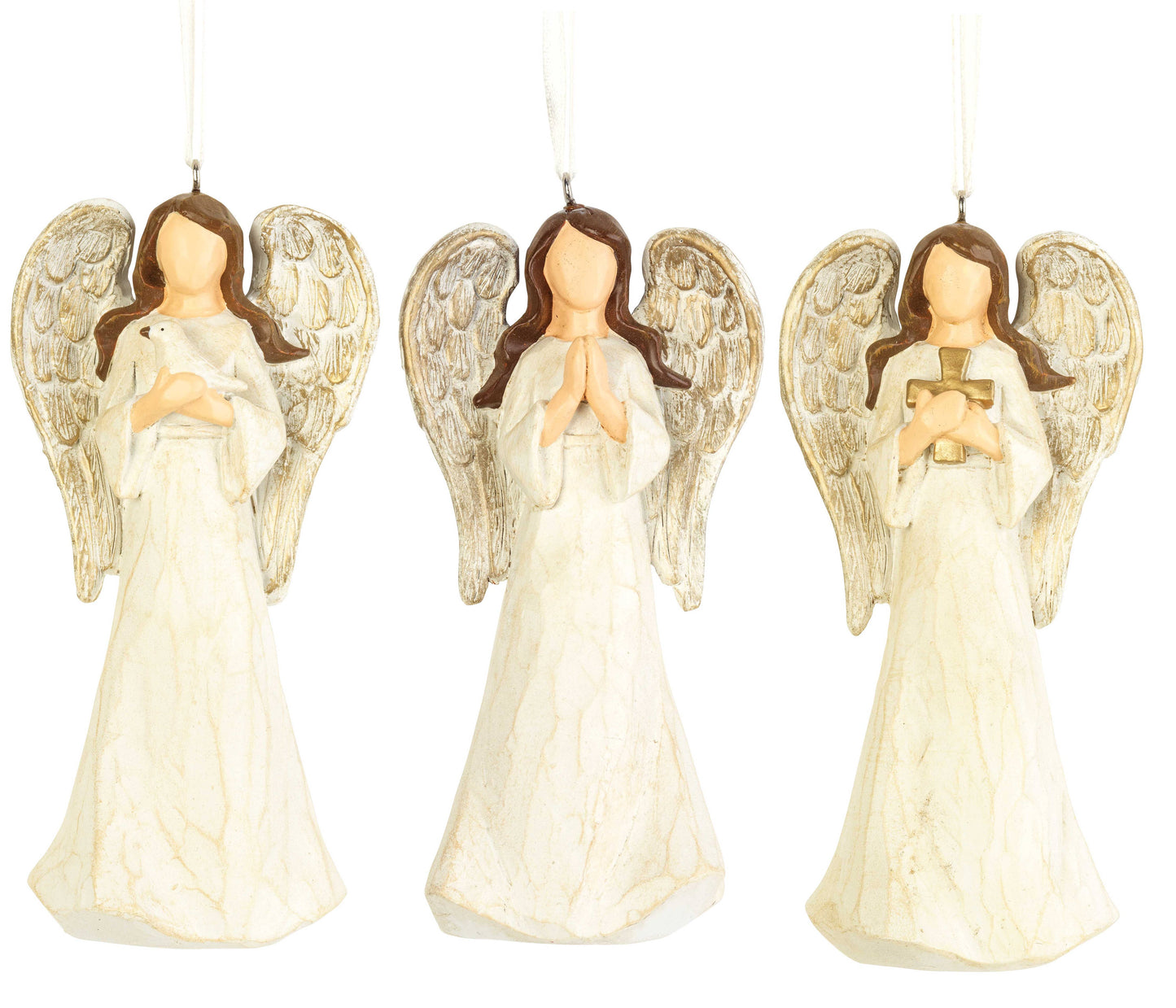 ANGEL ORNAMENT WOOD LOOK 3 ASSTED 5"H
