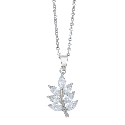 Sale - Leaf Cubic Zirconia Pendant Necklace with Box