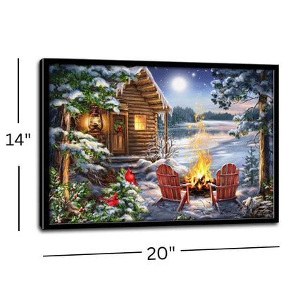 Christmas at the Lake 14x20 Framed Fiber Optic