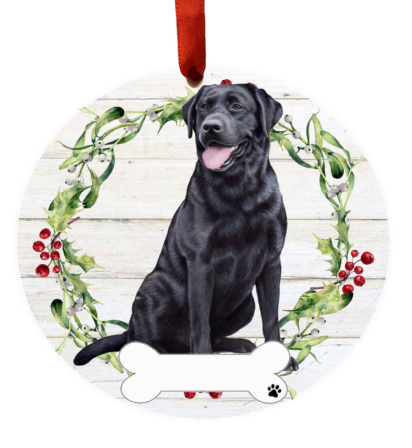 Black Labrador Full Body Ceramic Wreath Ornament