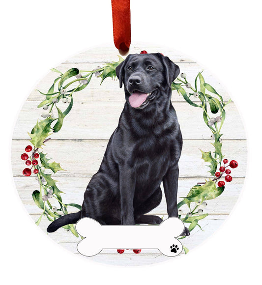 Black Labrador Full Body Ceramic Wreath Ornament