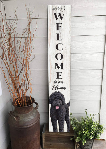 Labradoodle, black Welcome sign