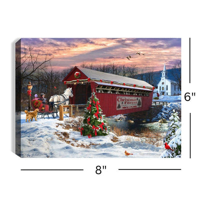 Covered Bridge 8x6 Lighted Tabletop Canvas