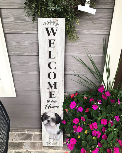 Shih Tzu, black Welcome sign