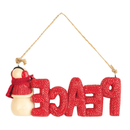 PEACE SNOWMAN ORNAMENT RESIN 4.75"L