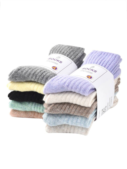 Rufia - 5-Pair Set of Solid Color Wool-Blend Socks