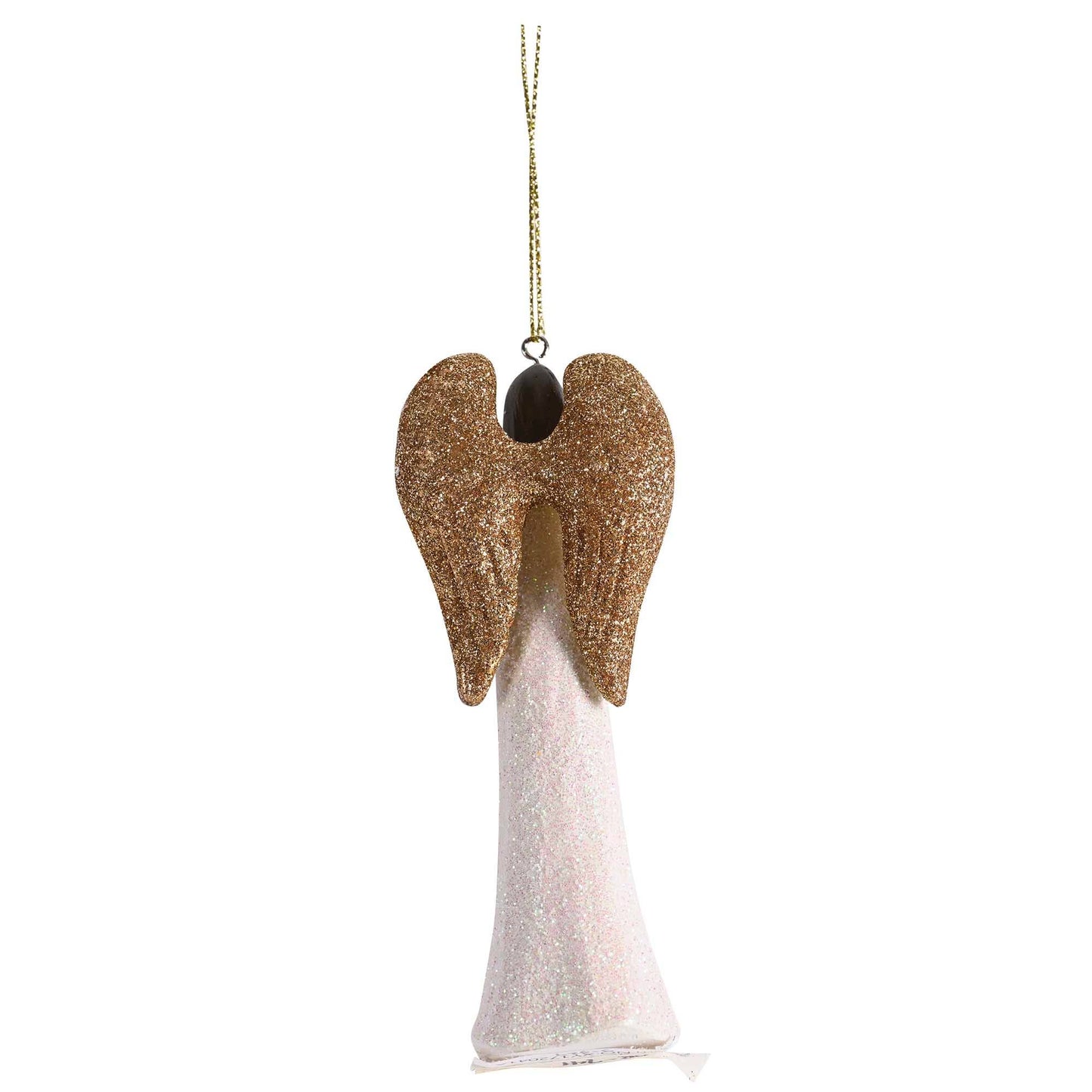 Ornament White Gold Glitter Angel Joy 4H
