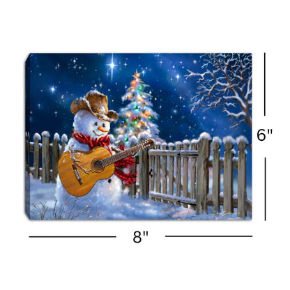 Guitar Snowman 8x6 Lighted Tabletop Canvas
