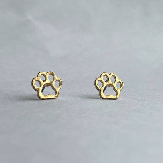 Paw Print Stud Bud Stud Earrings
