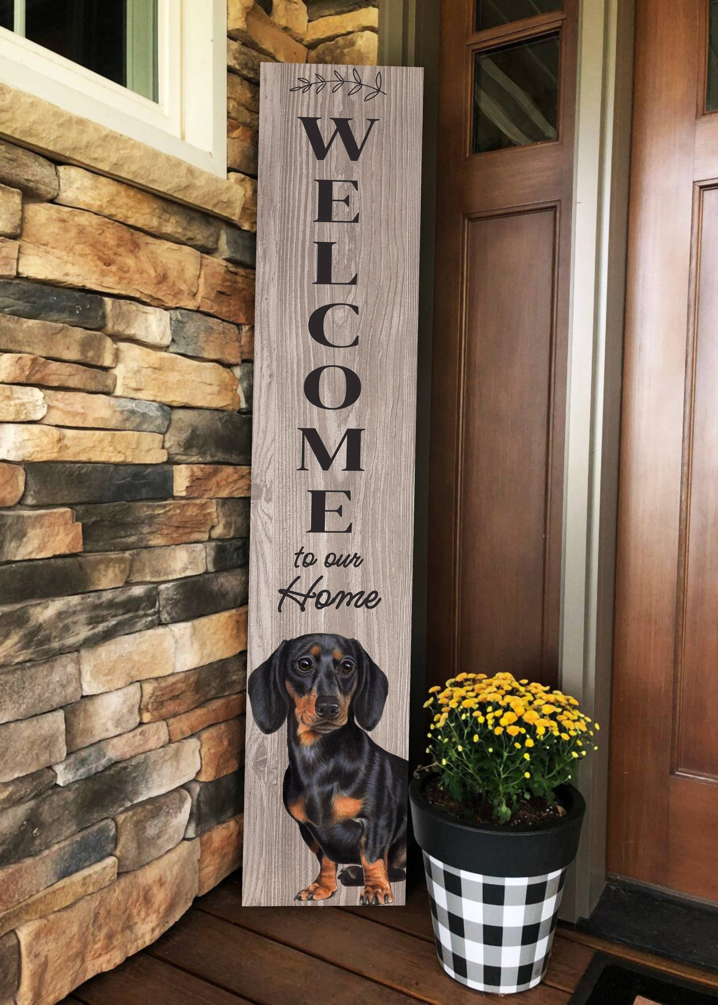 Dachshund, black Welcome sign