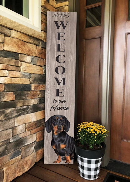 Dachshund, black Welcome sign