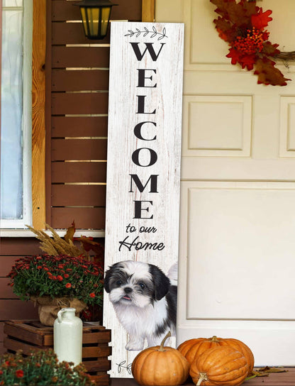 Shih Tzu, black Welcome sign