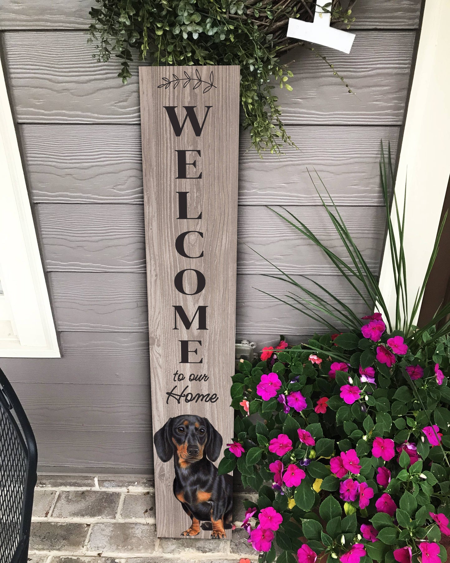 Dachshund, black Welcome sign