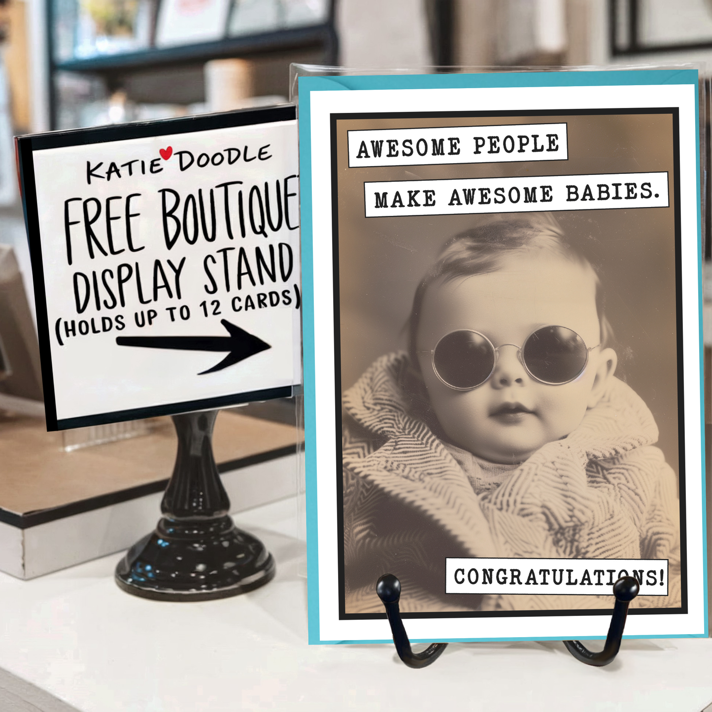 Baby Shower Cards | Funny Greeting Cards with Display Stand