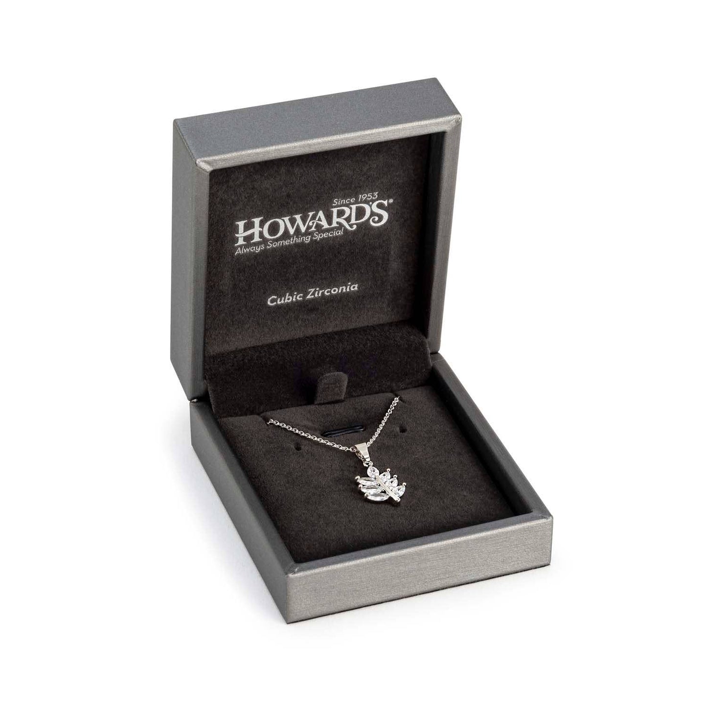 Sale - Leaf Cubic Zirconia Pendant Necklace with Box