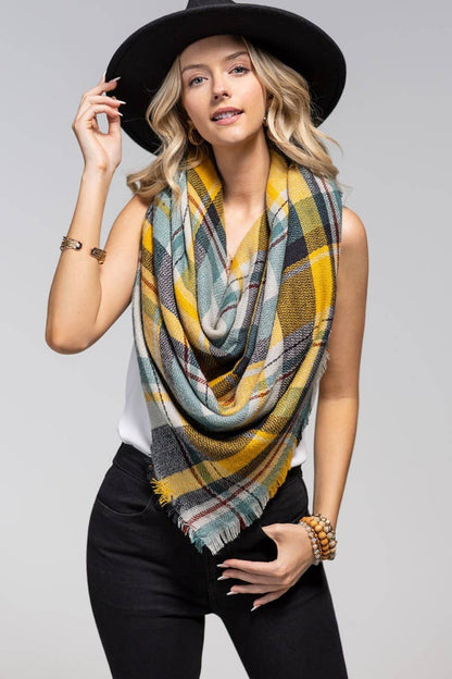 Multi Color Plaid Blanket Scarf
