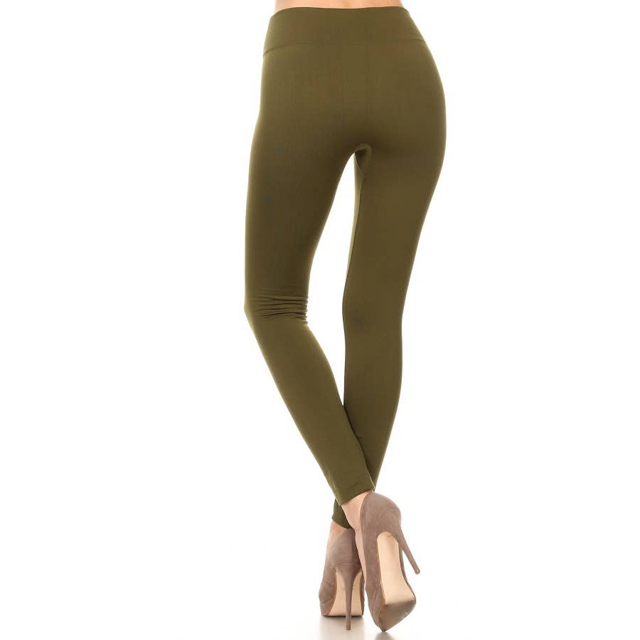 High Waist Fleece Lined Leggings with Elastic Band
