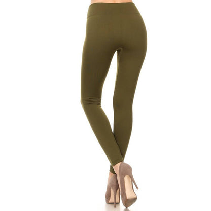 High Waist Fleece Lined Leggings with Elastic Band