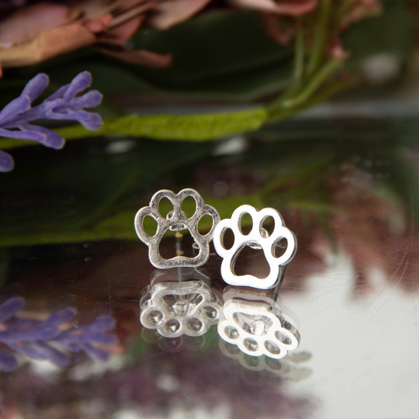 Paw Print Stud Bud Stud Earrings