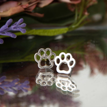 Paw Print Stud Bud Stud Earrings