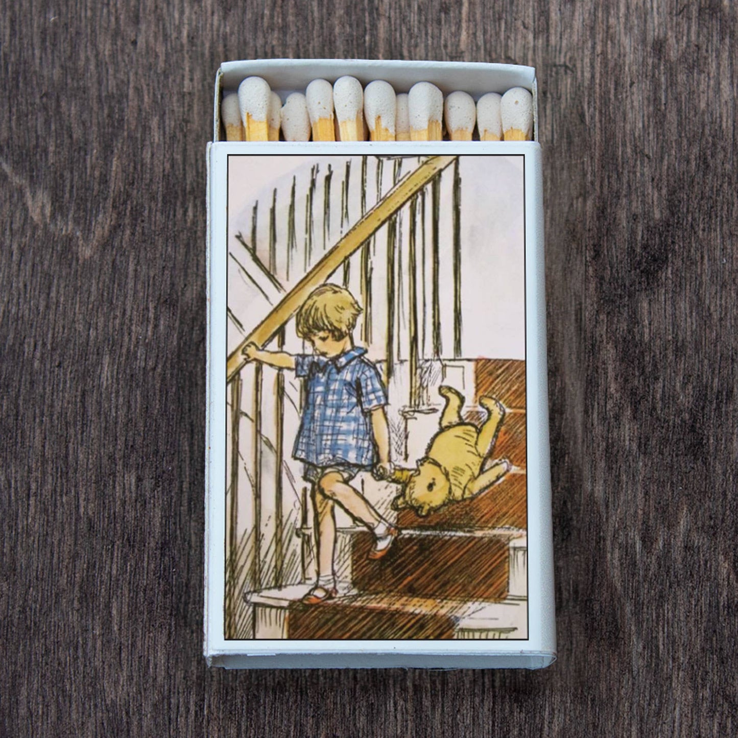 Winnie the Pooh on the Stairs Matchbox • Candle Acc •Matches